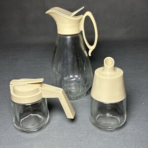 Lot Maple Syrup Dispenser Glass Plastic Handle Log Cabin/Gemco/Federal Houseware